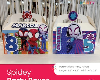 Spidey and Friends Gable Boxes, Decorated Boxes, Ghost Spider, Party Favors, Made to Order, Personalized, Large 6.5x3.25, Mini 4x2.5,