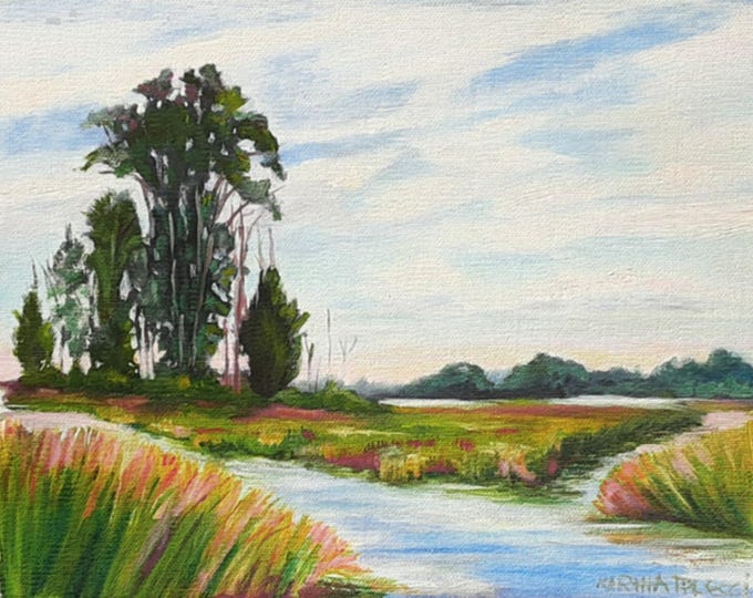 Handpainted Plein Air Original oil painting of Bombay Hook Wildlife Refuge, Dover, DE