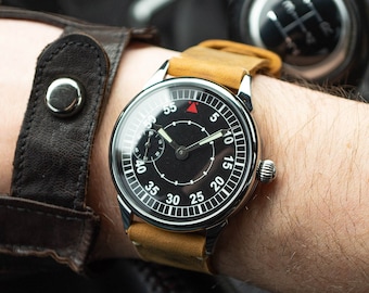 Reloj de piloto soviético raro, esfera restaurada, estilo militar