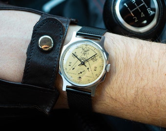 Vintage Pobeda Masonic Watch, USSR Mens Watch, 1980s