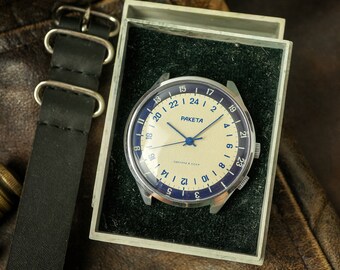 Soviet watch," RAKETA 24h '', vintage watch, Mens watch, USSR watch , gift for him, russian watch, MILITARY