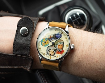 Relógio de aviador vintage Shturmanskie Gagarin, relógio masculino raro da URSS