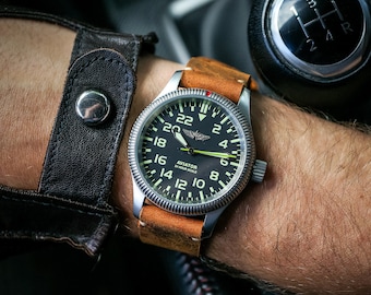 Raketa 24-Hour Watch, USSR Military, Vintage Mens Wristwatch