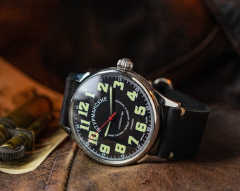 Reloj Shturmanskie Gagarin vintage, reloj de caballero de la URSS, esfera negra, años 80