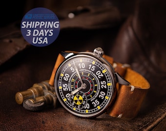 Army chemical and biological protection watch, vintage watch, Mens watch, USSR watch, mechanical watch, black dial watch