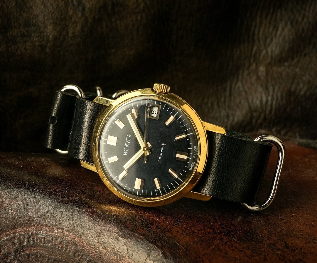 Soviet Watch, Vostok, Vintage Watch, Mens Watch, USSR Watch, Black Dial ...
