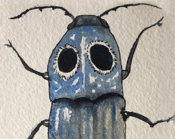 Original Watercolor Painting: Click Beetle Nature Painting