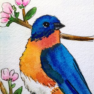 Original Watercolor: Bluebird Bird/Nature Painting
