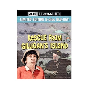 May include: A 4K Ultra HD Blu-ray disc case with a yellow and black title card that reads "Rescue From Gilligan's Island". The image features a cartoon illustration of the characters Gilligan and the Skipper from the TV show.