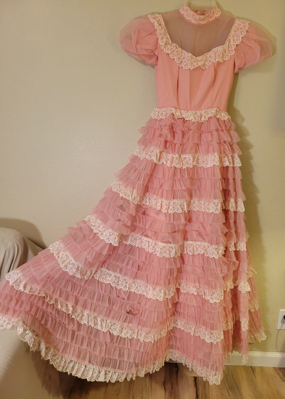 Vintage Nadine Prom Formal Bridesmaid Dress Pink … - image 1