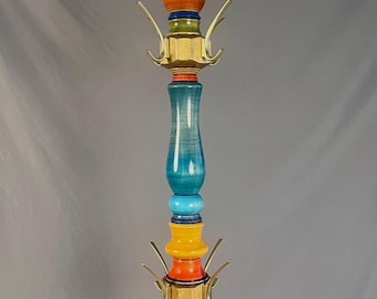 Coat Tree, Handmade Colorful Wood Coat Rack, Heirloom Statement Piece, 8 Hooks