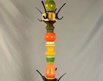 Coat Tree, Handmade Colorful Wood Coat Rack, Heirloom Statement Piece, 8 Hooks