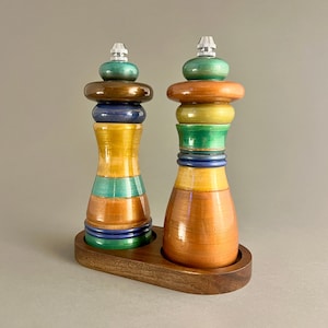 Wooden Salt and Pepper Grinder,   Pepper Grinder, Salt Grinder, Kitchen Decor, Colorful Pepper Mill