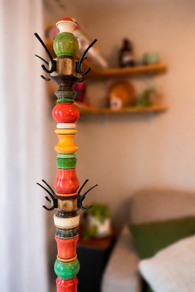 Statement Coat Rack Coat Tree, Handmade Colorful Wood Coat Rack, Heirloom Statement Piece ...