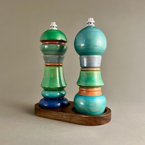 Wooden Salt and Pepper Grinder,   Pepper Grinder, Salt Grinder, Kitchen Decor, Colorful Pepper Mill