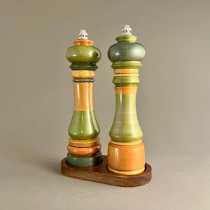 Wooden Salt and Pepper Grinder,   Pepper Grinder, Salt Grinder, Kitchen Decor, Colorful Pepper Mill