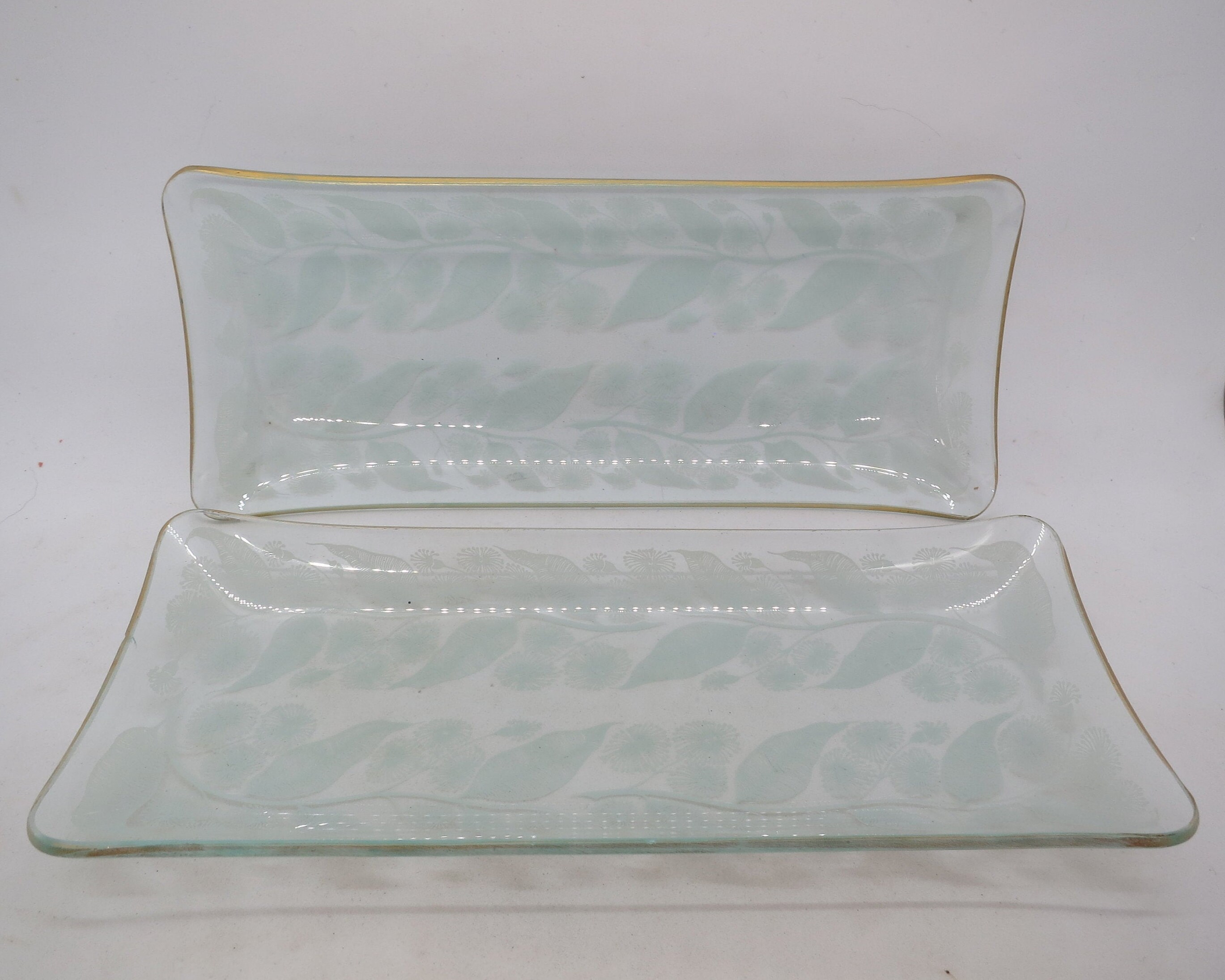 Retro Design Pair of Rectangular Glass Vintage Serving Dishes Etsy