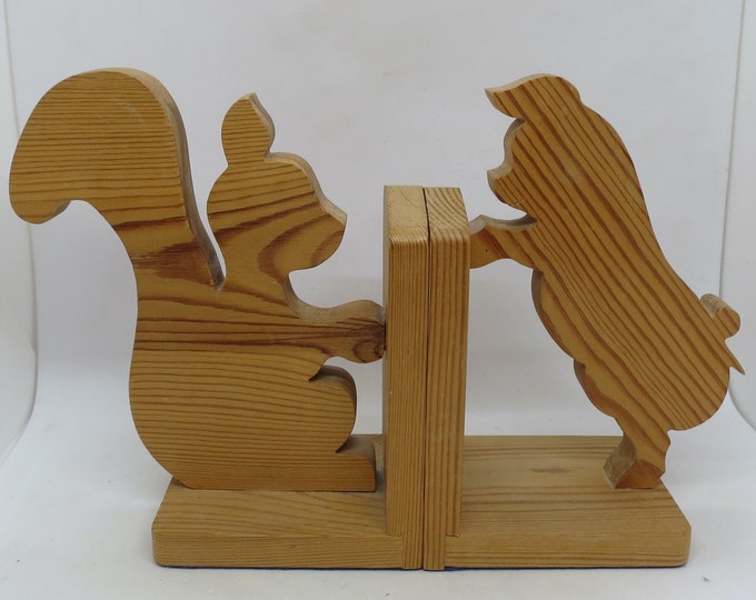 Hand Made Rustic Wooden Animal Bookends