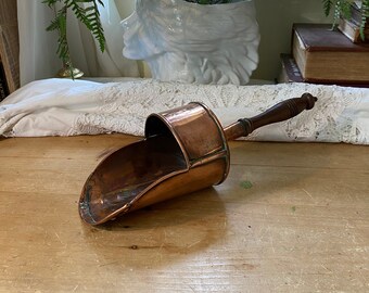 Antique Copper Scoop Decorative Cottage Core Kitchenalia Antique Copper Utensil Farmhouse Rustic Dresser Decor