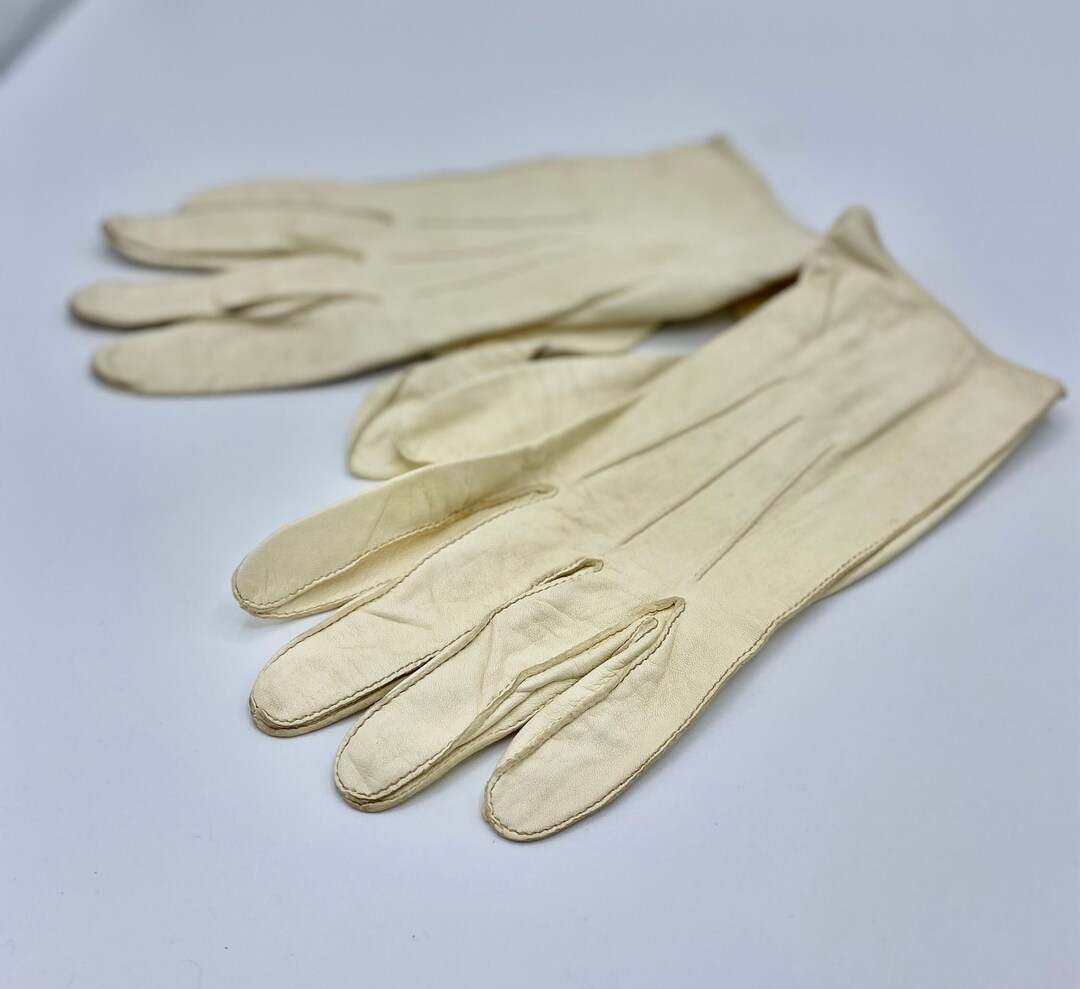 Vintage Harrods Ladies Cream Leather Gloves by Fownes of Etsy