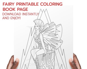 Punk Fairy Coloring Book Page | Coloring Page For Adult For Kids | Coloring Book Instant Download