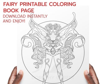 Strong Woman Coloring Book Page | Black Girl Magic Fairy Coloring Page Instant Download
