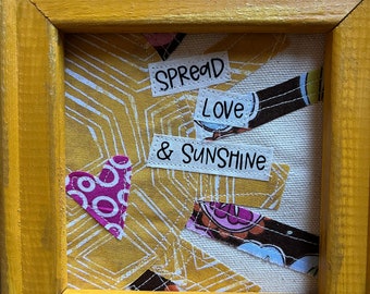 Spread Love and Sunshine Retro Scrappy Sunshine Framed Art