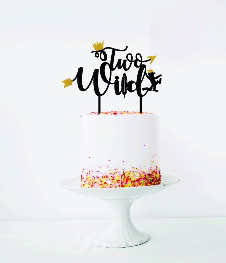 Two Wild birthday decorations Two Wild cake topper Black