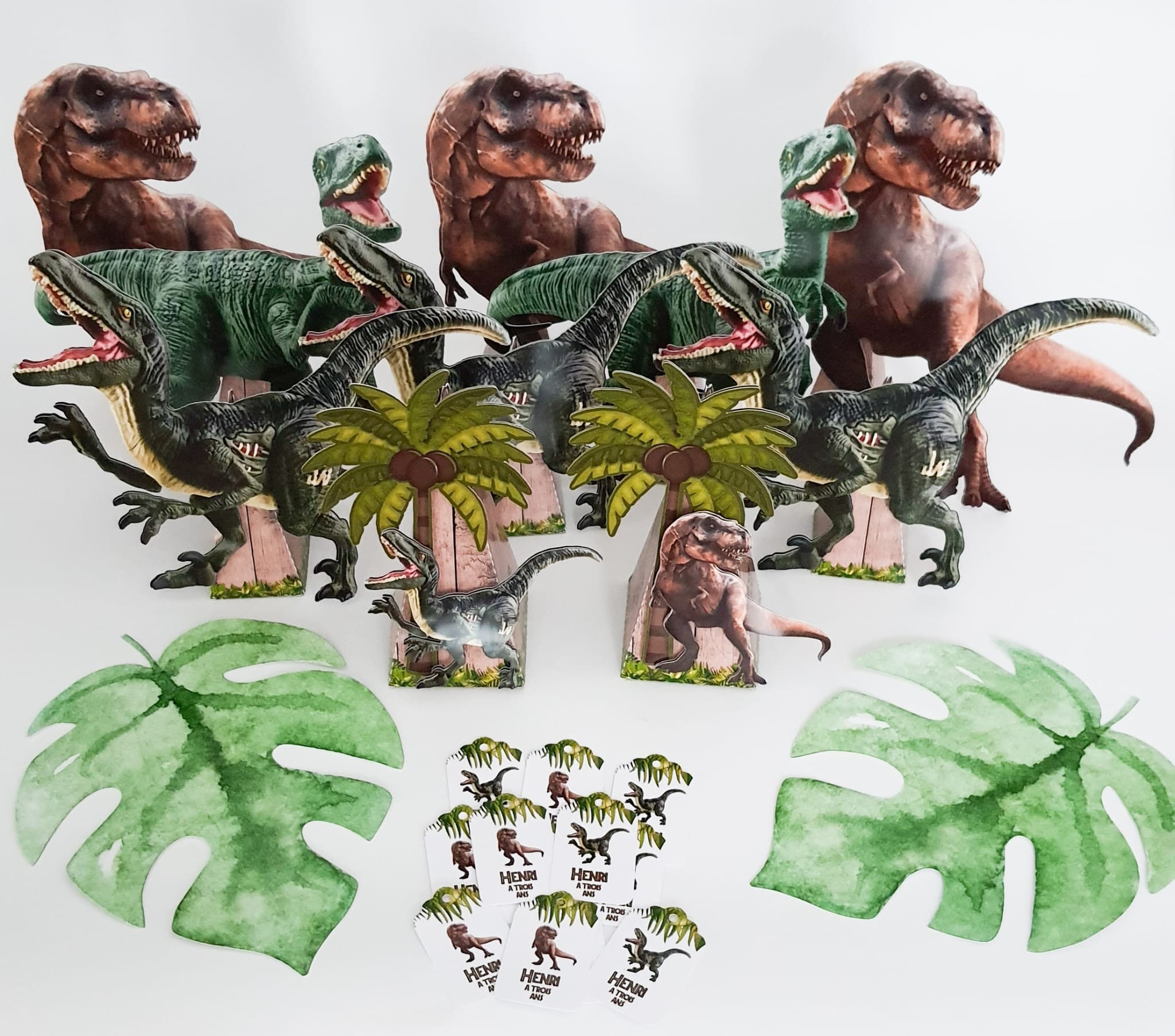 DINOSAUR PRINTABLE Party Favors Boxes Personalized, Party Supplies Tags ...