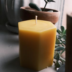 Hexagon Pillar Candle 100% Beeswax