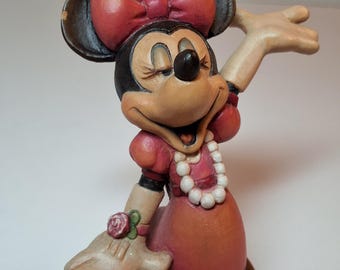 Limited Edition ANRI Carved Wood Figure of Minnie Mouse