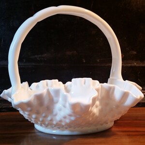 Fenton Hobnail Milk Glass Basket
