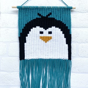 Macrame Boho Penguin Wall Hanging Decor, Kids room decoration, Macrame Wall Tapestry