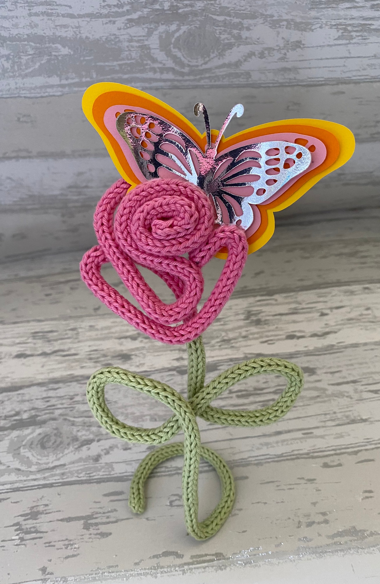 Rose Flower Knitted Wire Wire Art Teachers Gift Etsy UK