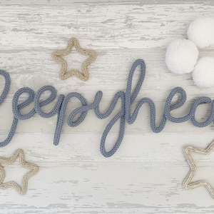 Sleepyhead knitted wire sign, Tricotin wall decor, French Knitting sign