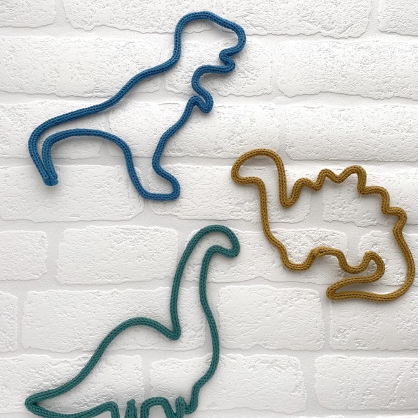 Knitted Wire Dinosaur, Tricotin Shape, Wall Decor Kidsroom