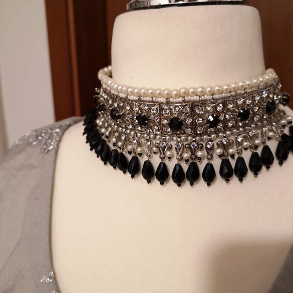 Choker Grey silver black