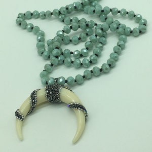 Fashion M-knotted crystal necklace w rhinestone pendant woman jewelry