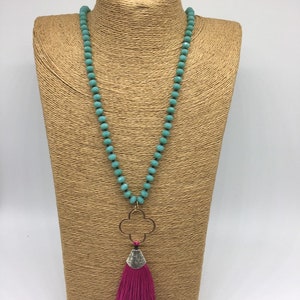 Free shipping M- Knotted Tribal 8mm Glass Crystal pendant Necklace Woman jewelry