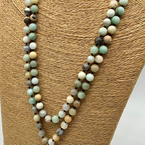 50 long hand knotted Amazonite stone beads necklace pendant woman jewelry gift image 7