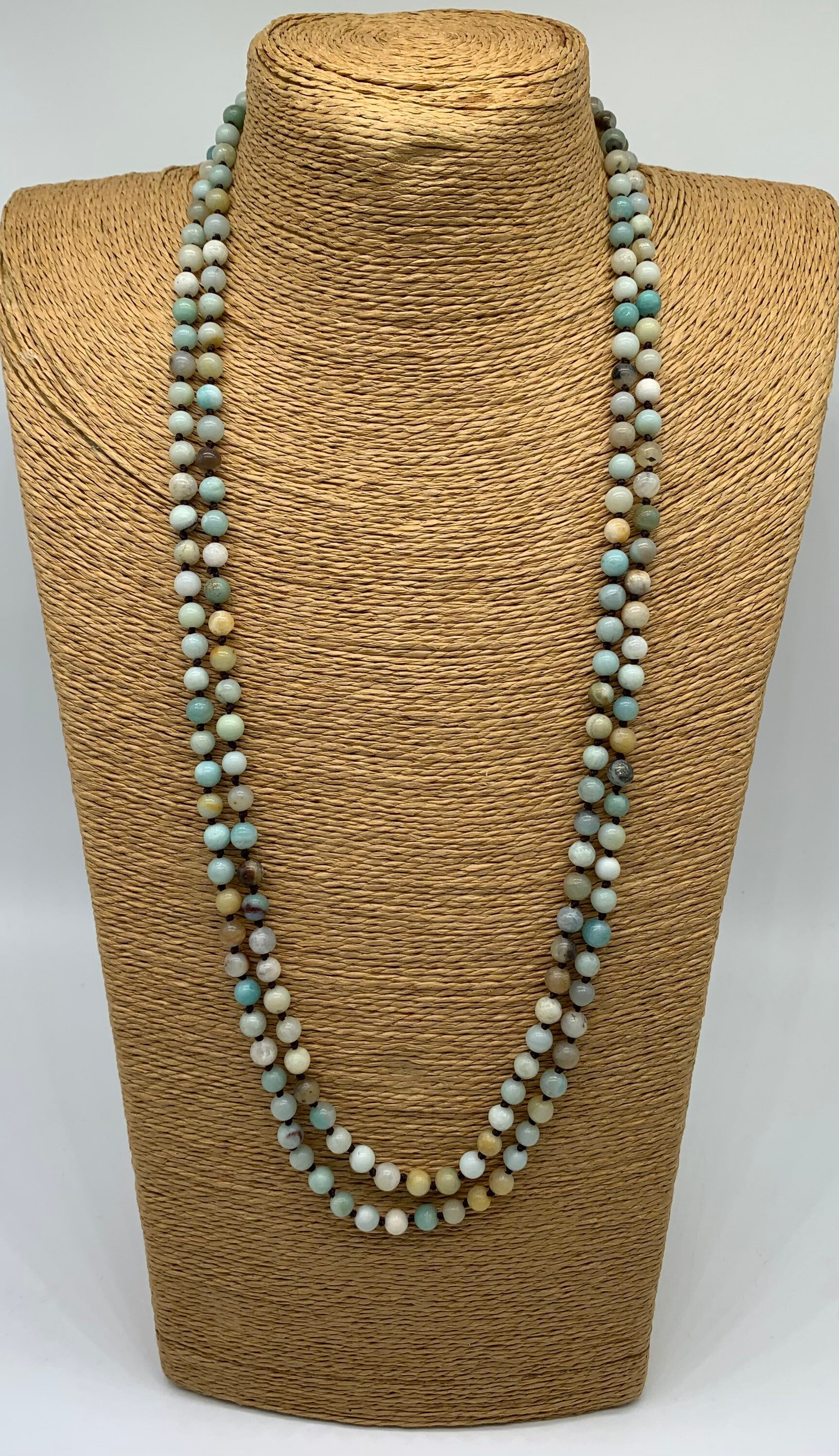 Fashion 5-6mm 29 Amazonite Long Knotted Beads Necklace Beaded | Etsy