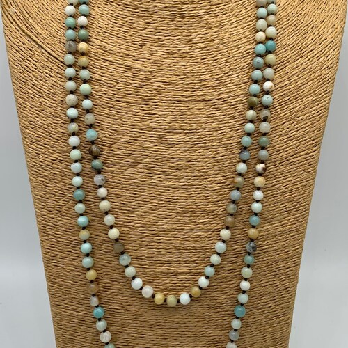 Fashion 5-6mm 29 Amazonite Long Knotted Beads Necklace Beaded - Etsy