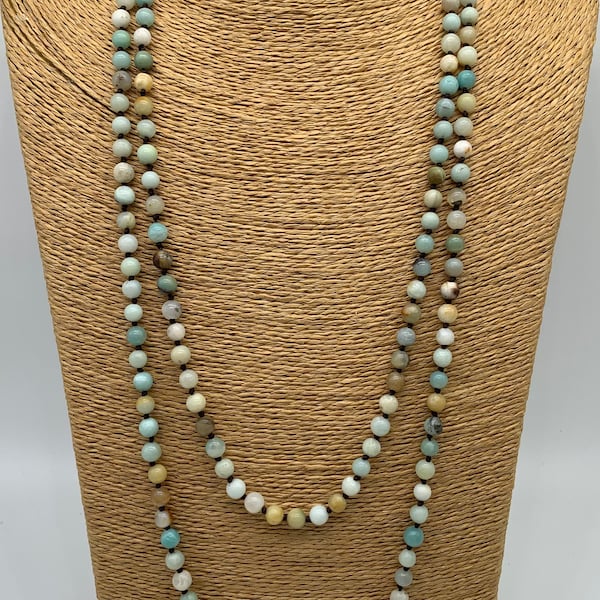 Fashion 5-6mm 29“ amazonite long knotted beads necklace beaded neclace women's jewelry gift