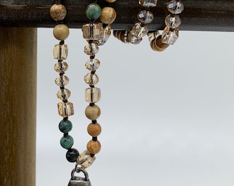 free shipping handmade 6mm jasper stone beads crystal drop pendant  woman jewelry collection necklace