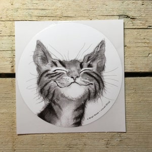 5 Sticker, Ø 9,5 cm, mit dem Schmunzelkater / ErmuTiger, Bestelleinheit 5 Stück für zusammen 5 EUR