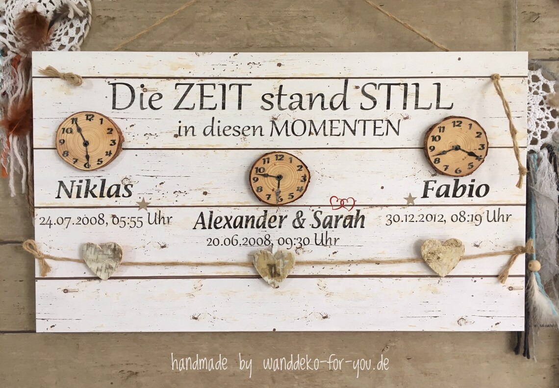 Die Zeit stand still... Holzschild mit Holzuhren und Etsy