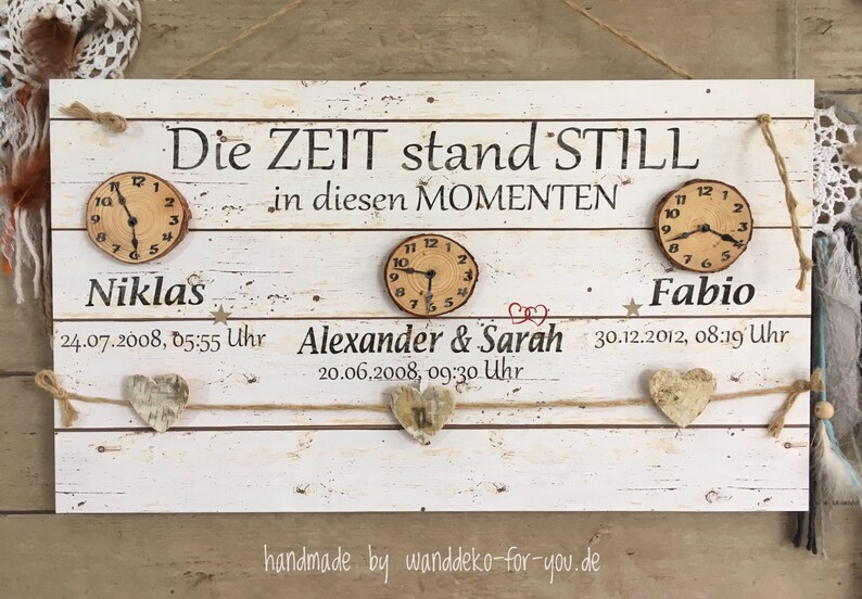 Die Zeit stand still... Holzschild mit Holzuhren und Etsy