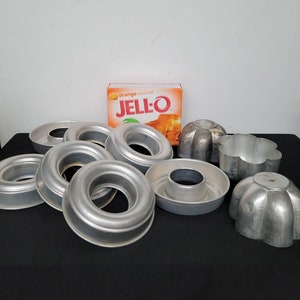 10 Vintage Mini Jello, cake molds, Set of 3, 2in x 3in, Aluminum Fluted Molds, 7 round Jello Bundt type, Kitchen, Cookware