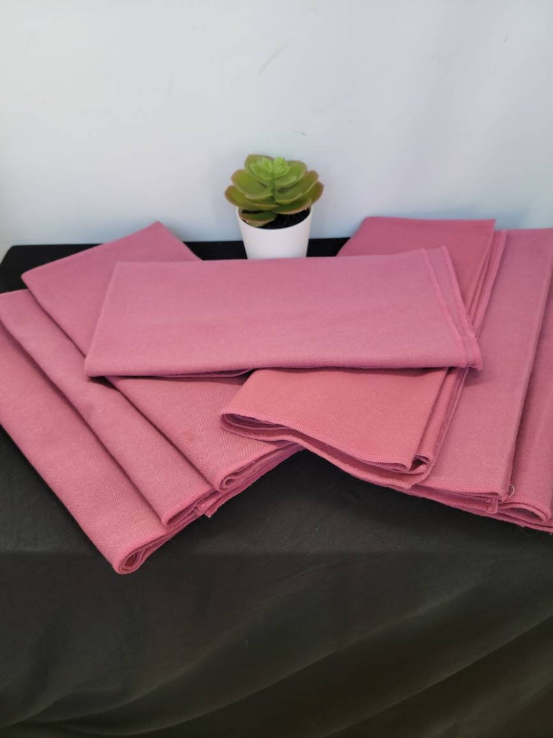 Vintage Cotton, Linen Napkins, Retro Mauve Color, 18 X 18inch Square