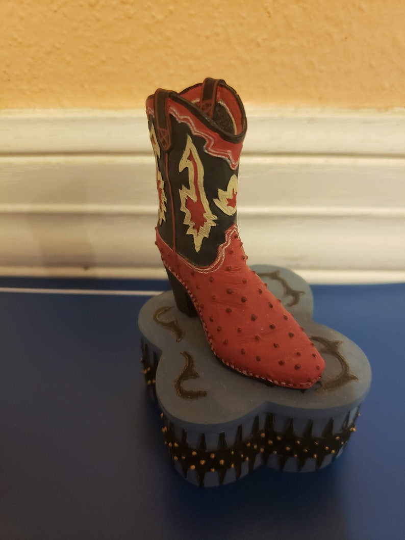 Vintage Cowboy boot trinket box jewelry box Cowboy Collector